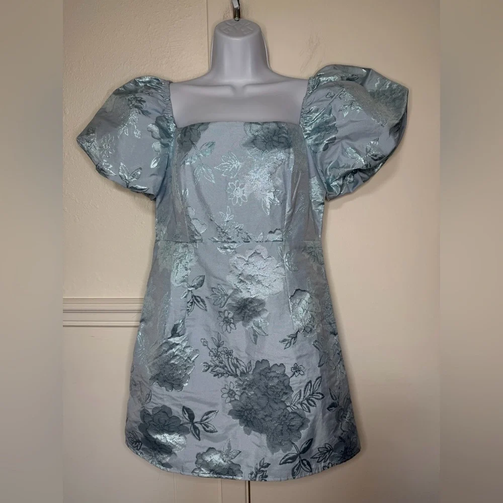 Altar'd State Light Blue Puff-Sleeve Mini Dress size M - Picture 4 of 8